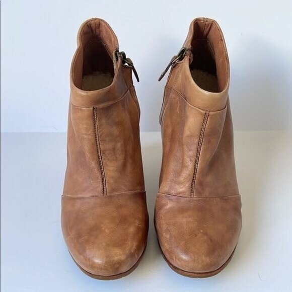 UGG Australia Carmine Leather Wedge Ankle Boots Chestnut Brown Women’s 8.5M - Picture 6 of 12